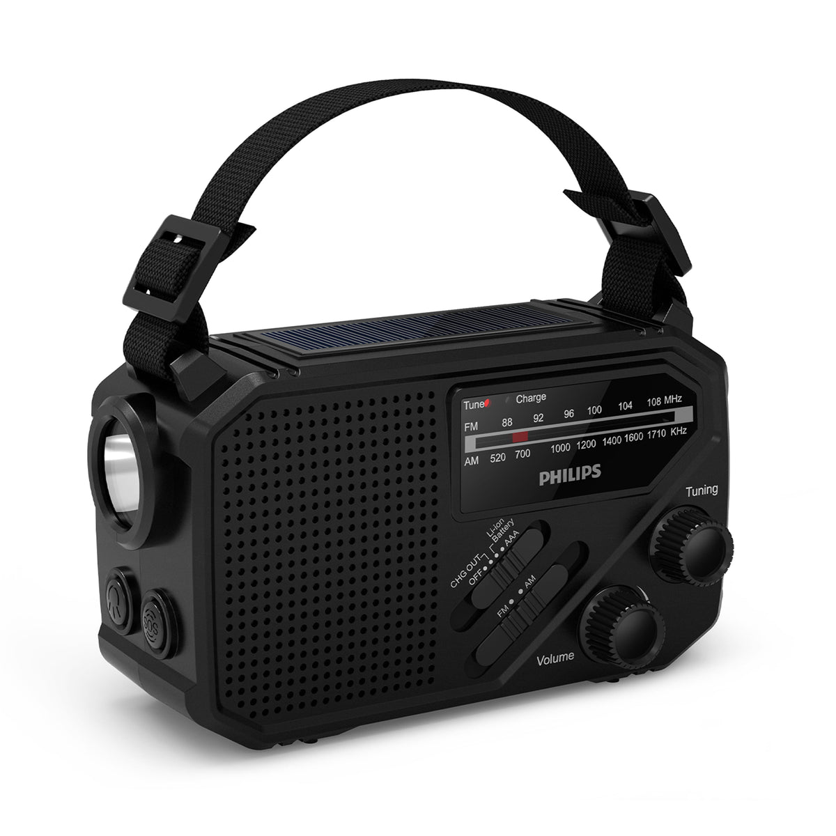 Philips TAR1609 Noodradio met Analoge FM/AM-tuner en Zaklamp
