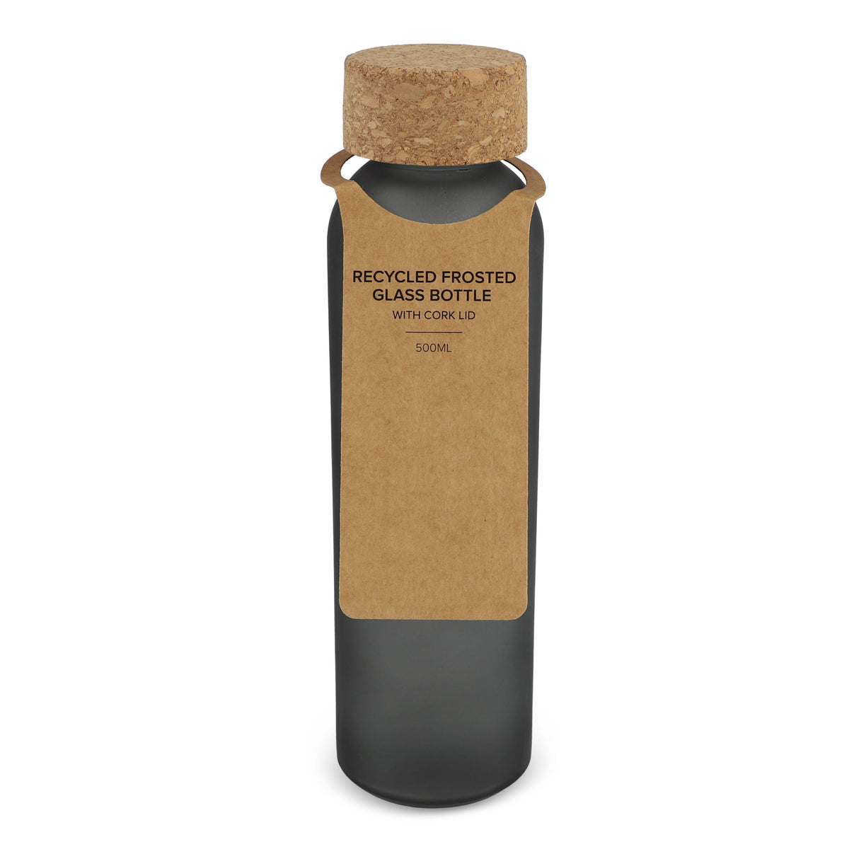 Matglazen gerecycled fles met kurken dop 500ml