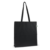 Fairtrade katoenen tas gekleurd lang 140g/m² 38x10x42cm