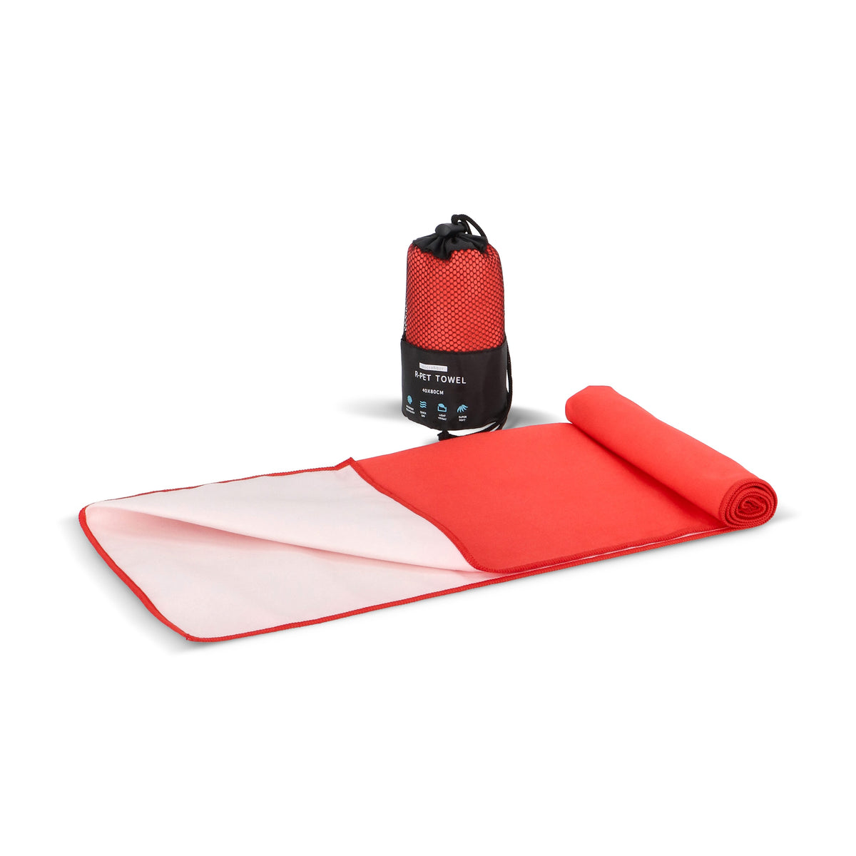 R-PET sneldrogende sport handdoek 40x80cm met etui (200g/m²) sublimatie