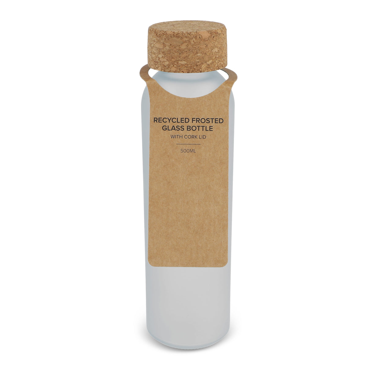 Matglazen gerecycled fles met kurken dop 500ml